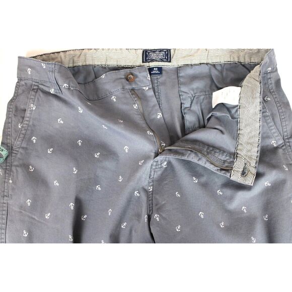 Company 81 Chino Short Anchor Print Pockets Flat Front Men 40 / 11 Gray Nautical - Picture 6 of 10